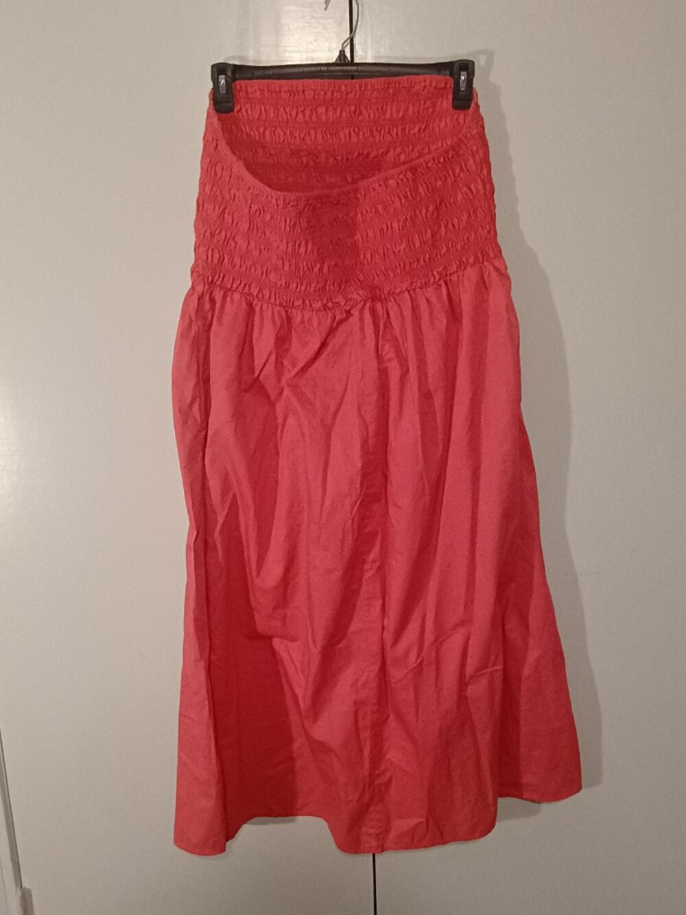 Old Navy Women’s 2X Coral Pink 100% Cotton Smocked Strapless Maxi Dress - Picture 3 of 7